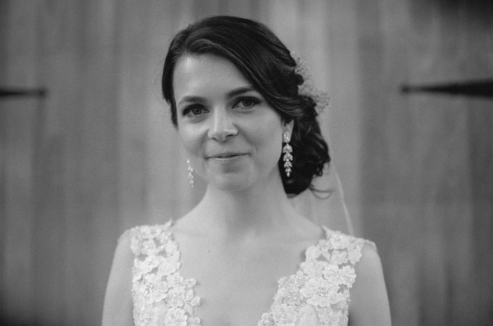 portrait of bride in black and white