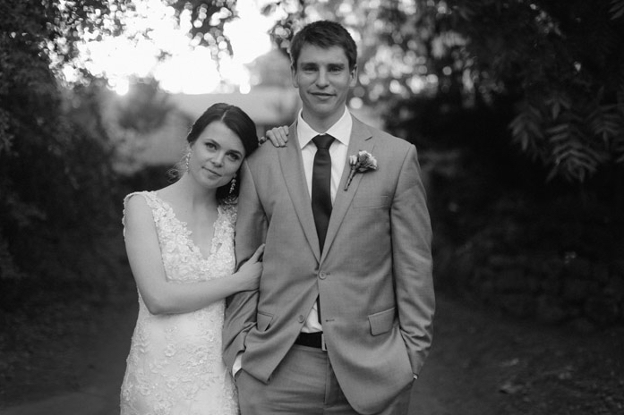 Bride and groom portrait black and white